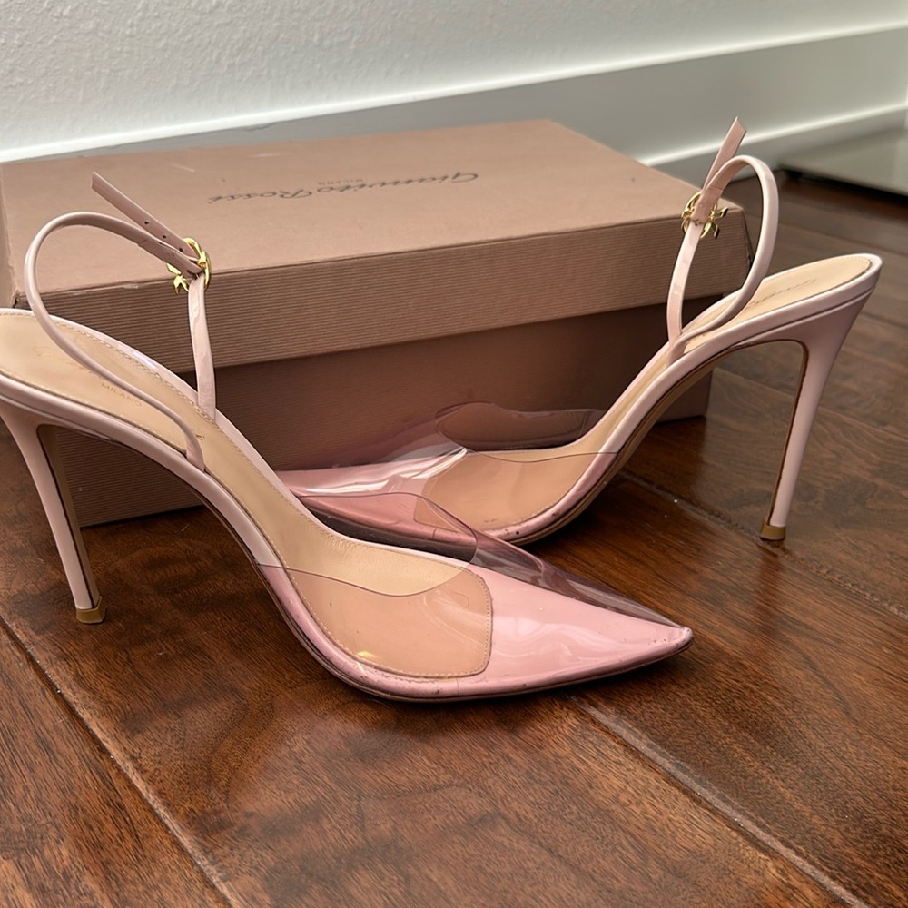 Gianvito Rossi Pink Ribbon D'Orsay Plexi Rosa